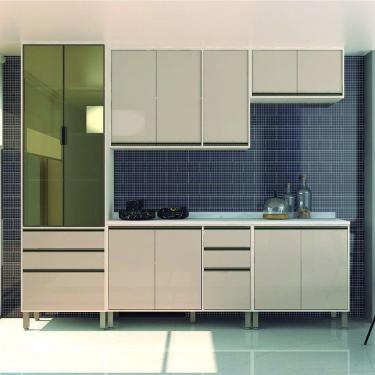 Imagem de Cozinha Completa 5 Pçs Tampos E Vidro Reflecta 270cm Linea L Pátina Ff/mocca Laca