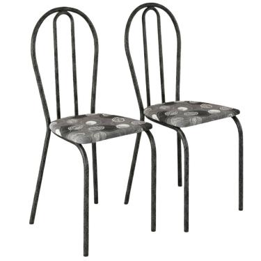 Imagem de Kit 02 Cadeiras Tubular America 004 Cromo Preto ARTEF