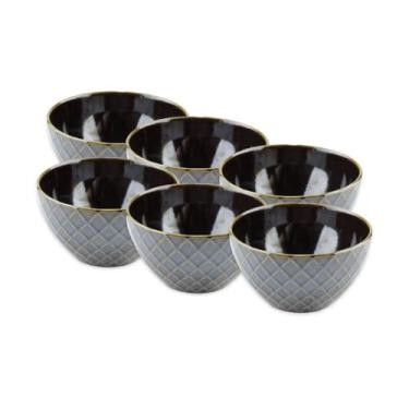 Imagem de Jogo De 6 Bowls Geometrix Fine Em Cerâmica 580 Ml Marrom - Lhermitage