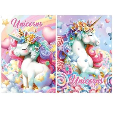 Imagem de Kit 2 Caderno Unicórnio 96 Fls Costurado Brochurão Capa Dura - 159212P