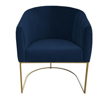 Imagem de Poltrona Julia Com Base De Ferro Sala De Estar Escritório Recepção Clinica Suede Azul Marinho D'classe Decor