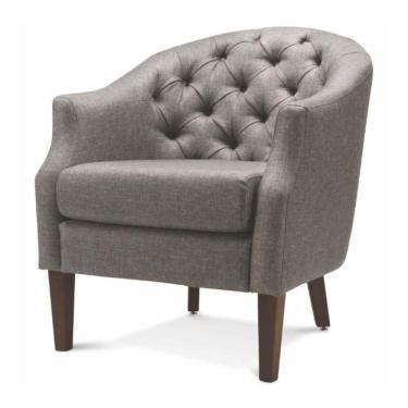 Imagem de Poltrona Mh-3685 Herval Madeira Eucalipto Estofado Em Linho Marrom Mesclado C