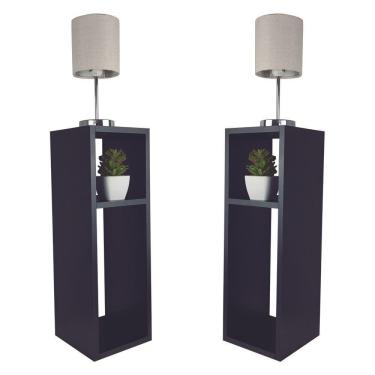 Imagem de Kit 2 Mesa De Cabeceira Preto Cama Solteiro Quarto Sala 20Cm