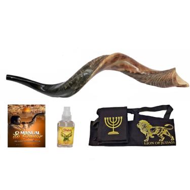 Imagem de Shofar De Chifre Antilope + Capa + Livro - 86 A 90 Cm