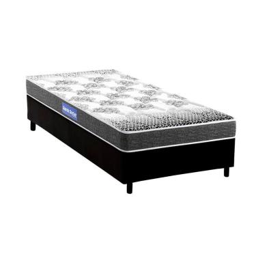 Imagem de Cama Box Solteiro: Colchão Espuma Probel Guarda Costas Resistente + Base Crc Courano Black(88X188)