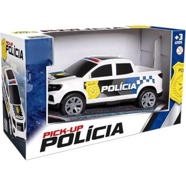 Imagem de Carrinho de Polícia de Brinquedo, Plástico Resistente, Branco e Azul, Rodas Livres, Para Crianças Acima de 3 Anos, Cantos Arredondados