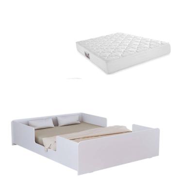 Imagem de Cama Casal Montessori Para Quarto Infantil Com Proteção Lateral E Colchão