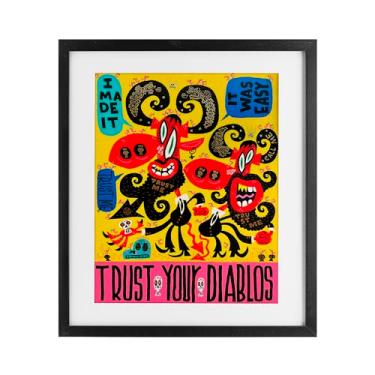 Imagem de Stupell Industries Impressão emoldurada branca Trust Your Diablos sob vidro, design de Jorge R. Gutierrez, 40 x 33
