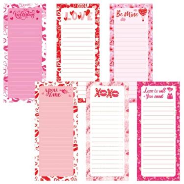 Imagem de FYSUIMU Bloco de notas magnético para o dia dos namorados, lista de compras, bloco de notas romântico, vermelho, rosa, lista de coração de amor, bloco de papel para férias, casa, cozinha, geladeira