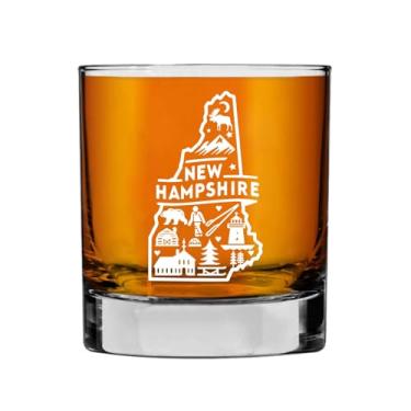 Imagem de Rose88Gift New Hampshire State Map Outline Whisky Glass - New Hampshire State Travel Old Fashioned Whisky - Presente de decoração de vidro de uísque com tema estadual para homens e mulheres em New