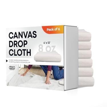 Imagem de Panos de lona de 1,2 m x 30,5 cm, pacote com 6 - Pano de queda reutilizável e ecológico para móveis, superfícies e proteção do chão - Lona de lona 100% algodão reciclado para renovação de casa por IDL
