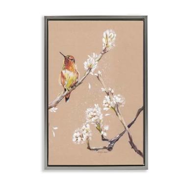 Imagem de Stupell Industries Arte de parede em tela flutuante com moldura preta beija-flor descansando no ramo, design por Cady Driver, 25 x 17