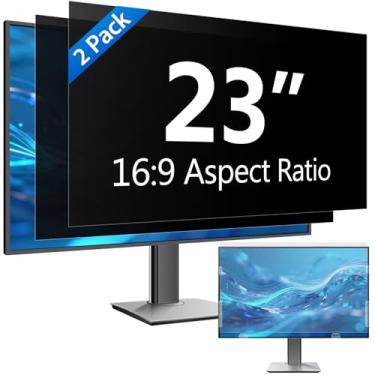Imagem de [Pacote com 2] Filtro de tela de privacidade de computador de 53 polegadas para monitor com proporção de 16:9, proteção para os olhos, proteção contra luz azul, protetor antirreflexo, película