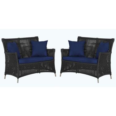 Imagem de 2 Sofás área Externa Igapó Alumínio Fendi Corda Náutica E10 Preto