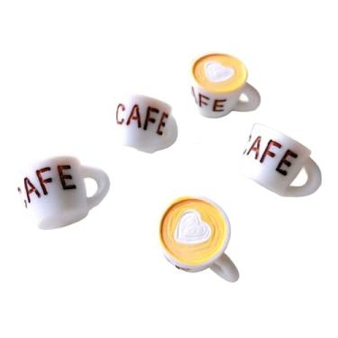 Imagem de ARTISAMILY 10 peças de chávena de café branca para casa de bonecas, pingentes de resina, mini caneca de café em miniatura fofa, enfeite de pendurar 25 x 20 mm para boneca, cozinha, brincar, decoração