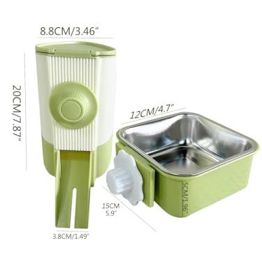 Imagem de Raçãoira para Coelho Chinchila Porquinho-da-Índia Fixa com Fivela de Rosca Dispenser Comida Rampa Bacia Aço Inoxidável Adição Rápida Estrutura Centro Baixo Estável