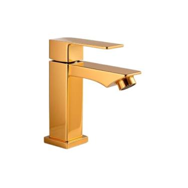 Imagem de Torneira para Banheiro Black/Prata/Dourado - Torneira de Luxo 1/4 Volta Metal Antioxidante | Torneira Moderna para Lavabo e Cuba(DOURADO)