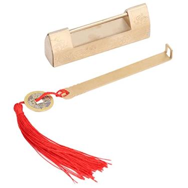 Imagem de Cadeado Ainoli estilo antigo, 5 cm de espaçamento, trava horizontal com chave para caixa de joias, caixa de madeira, porta do armário