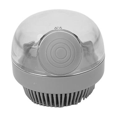 Imagem de Escova corporal de silicone para banho e xampu com dispensador de sabão recarregável, massageador esfoliante para couro cabeludo para chuveiro, cinza