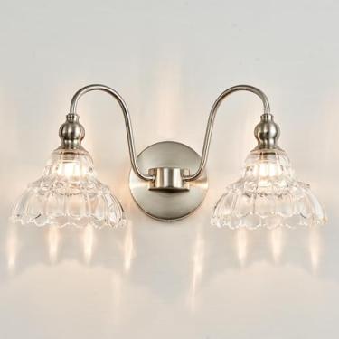 Imagem de TLOLGT 2 luminárias de banheiro de níquel escovado luminárias modernas para banheiro sala de estar arandelas de parede vintage sobre espelho corredor lâmpada de parede