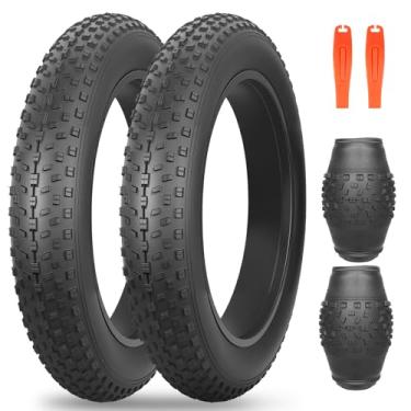 Imagem de FOMAS Pneu de bicicleta elétrica Fat Bike 16/50.8 x 10.2 cm resistente antiderrapante dobrável para substituição All Terrains pneu para bicicleta elétrica infantil bicicleta de neve (preto - pacote