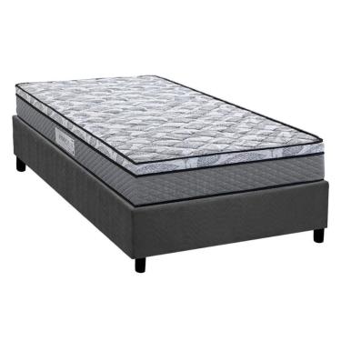 Imagem de Cama Box Solteiro: Colchão Ortopédico Herval D60 - Ag65 Perpetual + Base Crc Suede Gray (88x188)