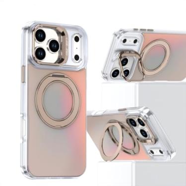 Imagem de SFDSUH Capa de luxo com suporte giratório para lente e suporte duplo para iPhone 16e (Cor: Dourado Deserto)