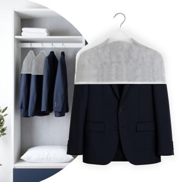 Imagem de 50 Capa Ombreira Roupa Tnt branco Protetor Pó Mofo Atacado