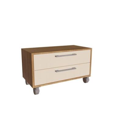 Imagem de Balcão Baixo para Banheiro 2 Gavetas com Rodízios e Tampo 80cm Mel e A