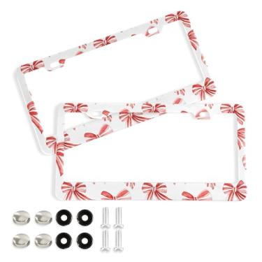 Imagem de SEHANY Lindas molduras de placa de licença de arco rosa, capas de moldura de alumínio à prova de ferrugem com orifícios elípticos e parafusos, serve para acessórios de carro de tamanho padrão de