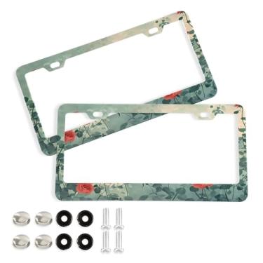 Imagem de SEHANY Molduras de placa de carro rosa dos namorados, capas de moldura de placa de carro de alumínio à prova de ferrugem com orifícios elípticos e parafusos serve para veículos padrão dos EUA tamanho