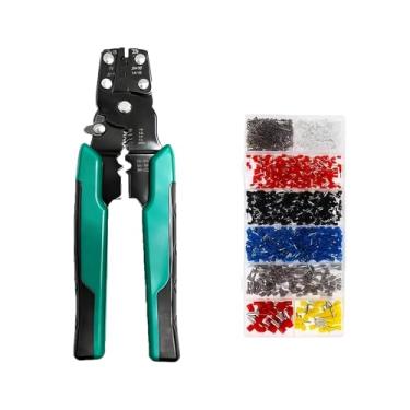 Imagem de Alicate de Crimpar – Kit de Crimpagem AWG 22–10 com 1250 Conectores, Terminais Fêmea e Tipo Bala – Ferramenta de Crimpagem com Catraca para Fios