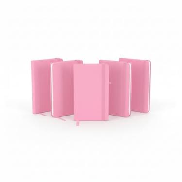 Imagem de Caderno de anotações com elástico no tamanho A6 suporte para caneta, capa dura em material sintético, miolo 80 folhas pautadas cor bege. Caderno A6 Capa em PU (14x9cm) (10, Rosa)