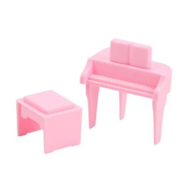 Imagem de Dynwave Piano em miniatura para casa de bonecas, instrumento musical, decoração para casa de bonecas, jardim de fadas, acessório para sala de estar, Rosa