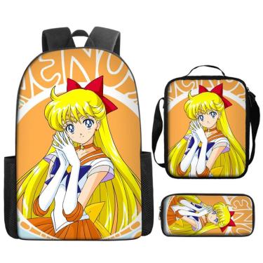 Imagem de Conjunto de mochilas Sailors Moons Anime School, 3 peças com ombro