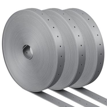 Imagem de Wesnoy 3 peças de alça de gancho de plástico 0,95 cm x 1,5 m reforçada, flexível, resistente, suporte forte para tubos e dutos de fixação em encanamento e HVAC, total de 45,7 m (cinza)