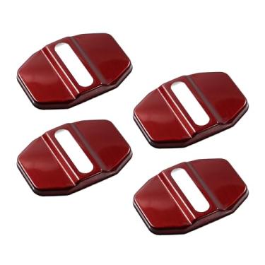 Imagem de Motoforti Capa de trava de porta de carro, protetor de fivela de trava de porta, para BMW Série 1 2017-2021, aço inoxidável, vermelho, 4 peças