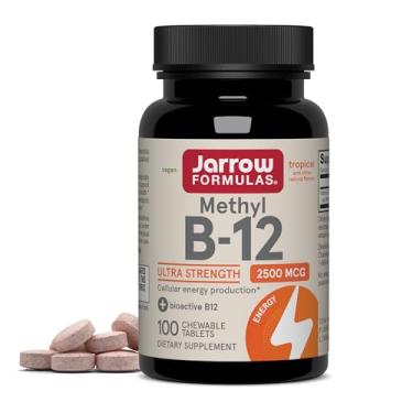 Imagem de Jarrow Formulas Ultra Strength Methyl B-12 2500 mcg- 100 Chewable Tablets, Tropical Flavored Supplement- Bioactive Vitamin B12- Supports Cellular Energy Production- 100 Servings (PACKAGING MAY VARY)