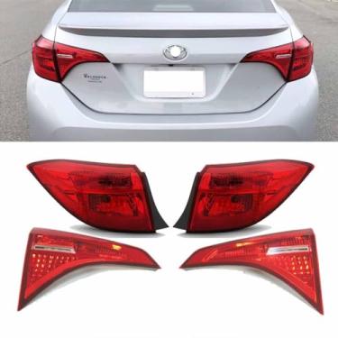 Imagem de Partsmojo Lâmpadas traseiras traseiras de substituição adequadas para Toy0ta Corolla SE XSE 2017 2018 2019 Conjunto de freio de lanterna traseira interna e externa, 4 peças