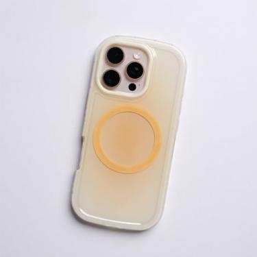 Imagem de Capa magnética Candy Color para iPhone 16 Pro Max, 15, 15Pro, 14 e 13, com carregamento sem fio, capa de silicone macio e brilhante, amarela, para iPhone 16 Pro Max