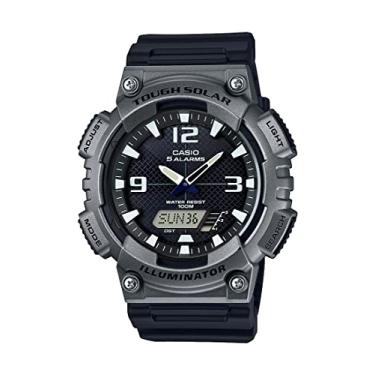 Imagem de Relógio masculino Casio de quartzo solar resistente com tira de resina, preto, 25 (modelo: AQ-S810W-1A4VCF)