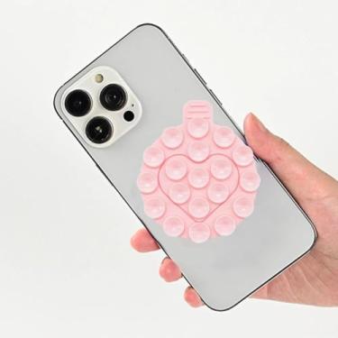 Imagem de 2 peças de suporte de ventosa de silicone, suporte de telefone adesivo dupla face com alça, móvel portátil a vácuo adequado para desktop e parede, acessórios de telefone