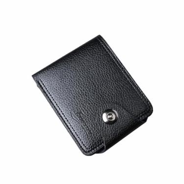 Imagem de Carteira masculina fina e minimalista com bolso frontal, fina e elegante, Preto, Minimalista