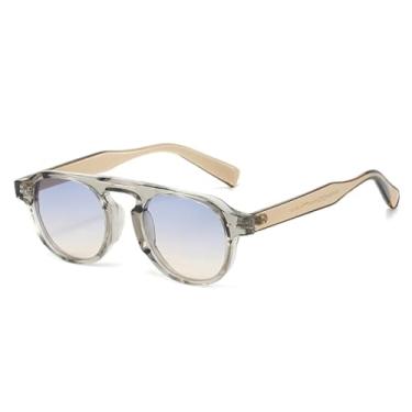 Imagem de Óculos de Sol Retrô Femininos com Rebites, Estilo Punk Masculino, Lentes Degradê, Proteção UV400 (Cinza, Azul e Chá)