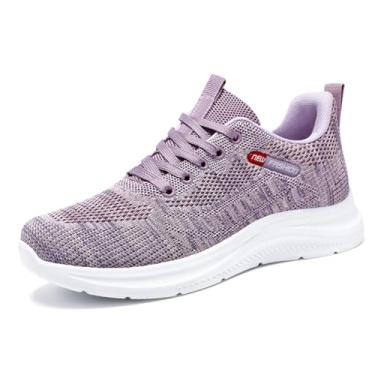 Imagem de Padgene Tênis feminino leve tênis de caminhada esportivo tênis de corrida para mulheres malha respirável academia moda tênis atlético confortável casual, 1087 roxo, 37
