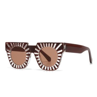 Imagem de JRLLFD Óculos de sol da moda com unha de arroz, modelo de fotografia de rua (bordô)