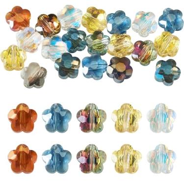 Imagem de 20 peças de contas de vidro de flores facetadas soltas espaçadoras contas boêmias para colar faça você mesmo, pulseira, brinco, fabricação de joias, berloque estético para chaveiro, telefone, Starp