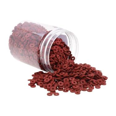 Imagem de Mandala Crafts Kit de contas de argila de polímero borgonha de 4 mm para pulseiras da amizade - 6000 contas bordô Heishi contas de disco para fazer joias espaçadores redondos - contas planas para