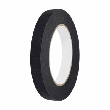 Imagem de HARFINGTON Fita adesiva colorida de 9/40.6 cm x 54.6 jardas, papel crepe universal, fita adesiva colorida para pintura, desenho, faça você mesmo, etiquetagem artesanal, selagem, preta