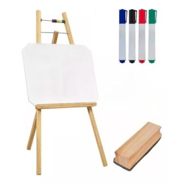 Imagem de Lousa Quadro Branco Infantil Com Cavalete + Apagador + Canetas Quadro branco infantil para Brincar e Aprender em Casa